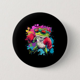 Boxerfrosch mit Boxhandschuhen Kickboxen Lustige B Button