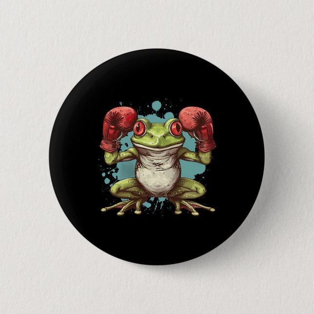 Boxerfrosch mit Boxhandschuhen Kickboxen Lustiges  Button (Vorderseite)