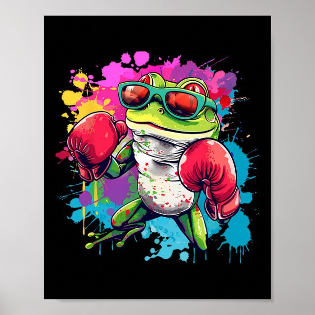 Boxerfrosch mit Boxhandschuhen Kickboxen Lustiges  Poster (Vorne)