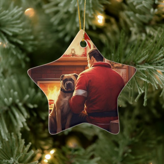Boxergeschenk, Hausgeschenk, Hundefeuer, Weihnacht Keramik Ornament (Baum)