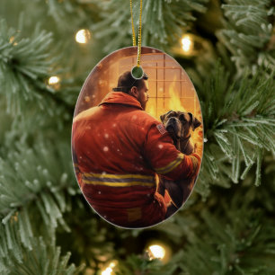 Boxergeschenk, Hausgeschenk, Hundefeuer, Weihnacht Keramik Ornament