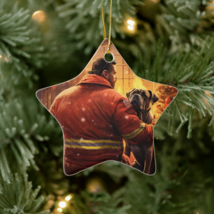 Boxergeschenk, Hausgeschenk, Hundefeuer, Weihnacht Keramik Ornament