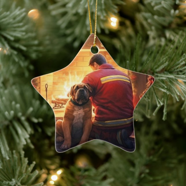 Boxergeschenk, Hausgeschenk, Hundefeuer, Weihnacht Keramik Ornament (Baum)