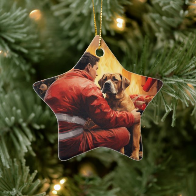Boxergeschenk, Hausgeschenk, Hundefeuer, Weihnacht Keramik Ornament (Baum)
