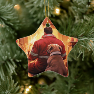 Boxergeschenk, Hausgeschenk, Hundefeuer, Weihnacht Keramik Ornament