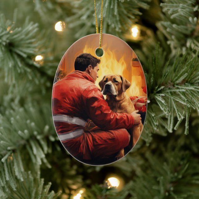 Boxergeschenk, Hausgeschenk, Hundefeuer, Weihnacht Keramik Ornament (Baum)