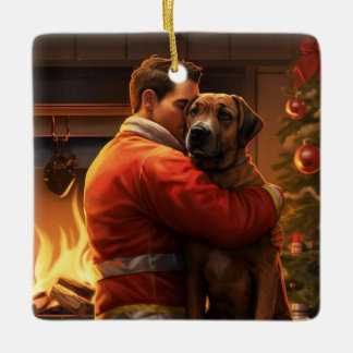 Boxergeschenk, Hausgeschenk, Hundefeuer, Weihnacht Keramikornament