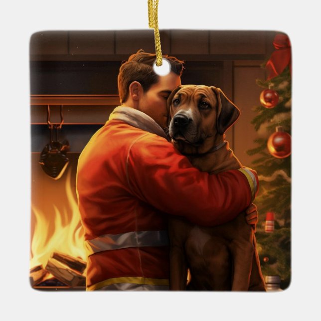 Boxergeschenk, Hausgeschenk, Hundefeuer, Weihnacht Keramikornament (Vorderseite)