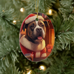 Boxergeschenk, Haustiergeschenk, Hundepolizei, Wei Keramik Ornament