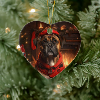 Boxergeschenk, Haustiergeschenk, Hundepolizei, Wei Keramik Ornament