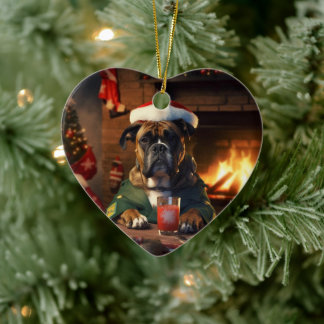 Boxergeschenk, Haustiergeschenk, Hundepolizei, Wei Keramik Ornament