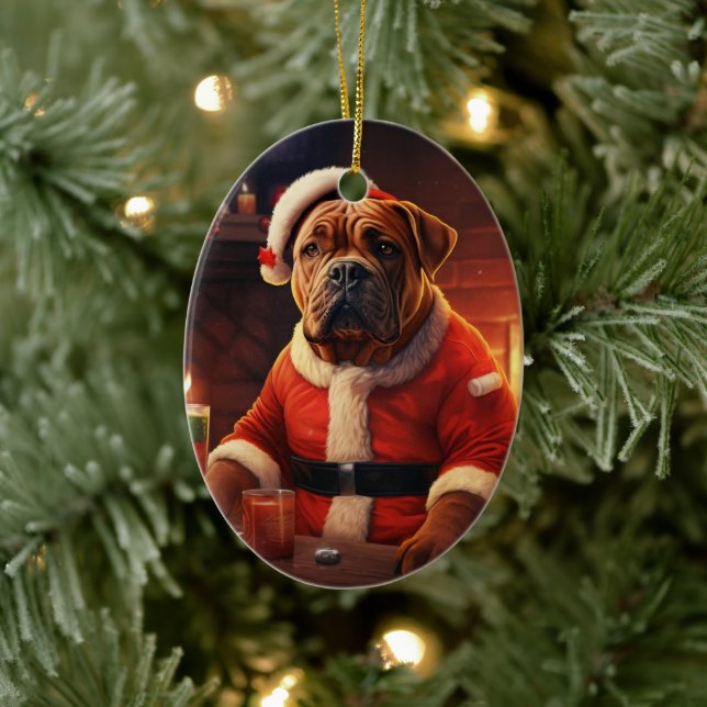 Boxergeschenk, Haustiergeschenk, Hundepolizei, Wei Keramik Ornament (Baum)
