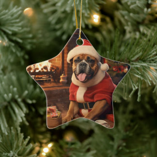 Boxergeschenk, Haustiergeschenk, Hundepolizei, Wei Keramik Ornament