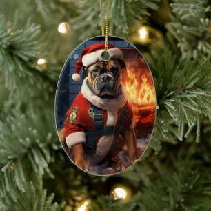 Boxergeschenk, Haustiergeschenk, Hundepolizei, Wei Keramik Ornament