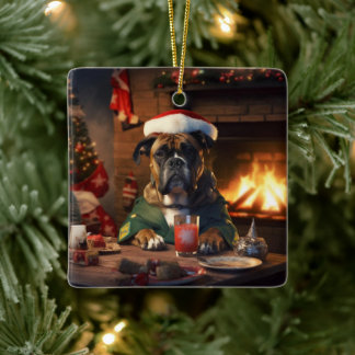 Boxergeschenk, Haustiergeschenk, Hundepolizei, Wei Keramikornament