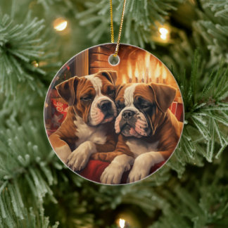 Boxergeschenk, Weihnachtsgeschenk, Haustiergeschen Keramik Ornament