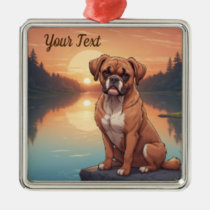 Boxerhund am See Ornament Aus Metall