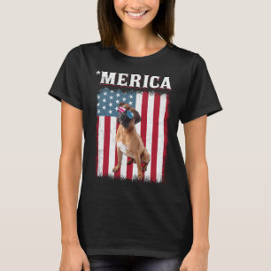 Boxerhund Amerikanische Flagge Hund 4. Juli T-Shirt