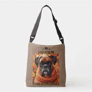 Boxerhund Blatt Es Mir Überlassen, Den Herbst Lieb Tragetaschen Mit Langen Trägern