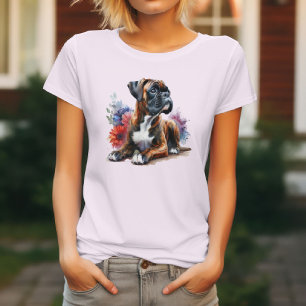 Boxerhund & Blüten T-Shirt