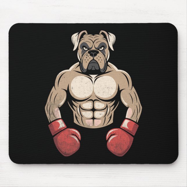 Boxerhund Boxhandschuhe Haustiere Hunde Boxer Männ Mousepad (Vorne)