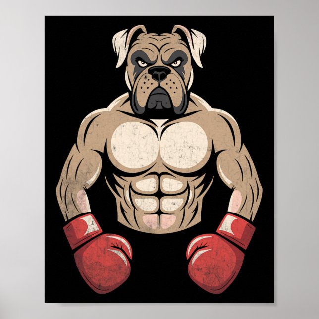 Boxerhund Boxhandschuhe Haustiere Hunde Boxer Männ Poster (Vorne)