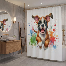 Boxerhund-Farbsplash Duschvorhang