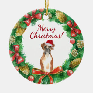Boxerhund Frohe Weihnachten Keramik Ornament
