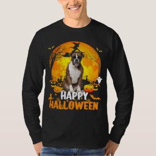 Boxerhund frohen Halloween-Tag mit Mond-Kürbis T-Shirt