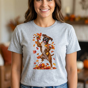 Boxerhund Herbstlaub T-Shirt