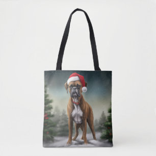 Boxerhund im Schnee Weihnachten 