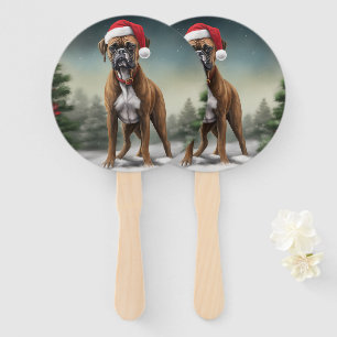 Boxerhund im Schnee Weihnachten  Fächer