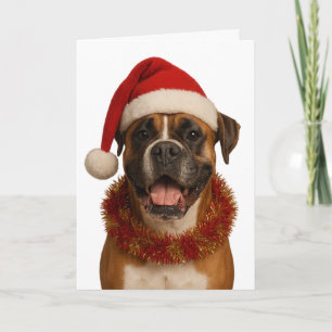 Boxerhund in Santa-Mütze Weihnachtskarte Karte