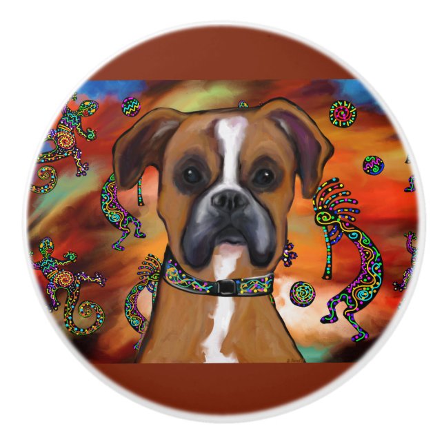 Boxerhund  keramikknauf (Vorderseite)