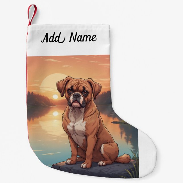 Boxerhund Kleiner Weihnachtsstrumpf (Vorderseite)