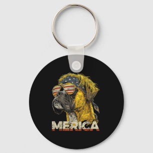 Boxerhund - lustiger 4. Juli amerikanische Flagge Schlüsselanhänger