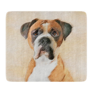 Boxerhund-Malerei unbeschnitten Original-Tierkunst Schneidebrett