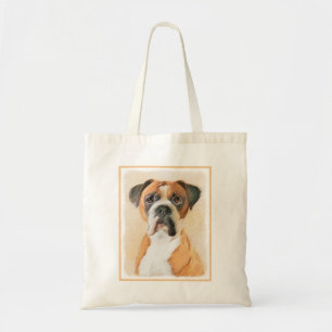 Boxerhund-Malerei unbeschnitten Original-Tierkunst Tragetasche
