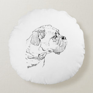 Boxerhund – Minimalistische Illustration für Hunde Rundes Kissen