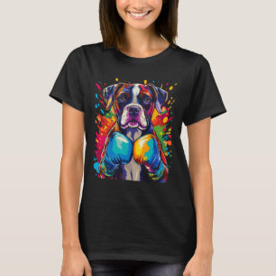 Boxerhund mit Boxhandschuhen Farbsplash T-Shirt