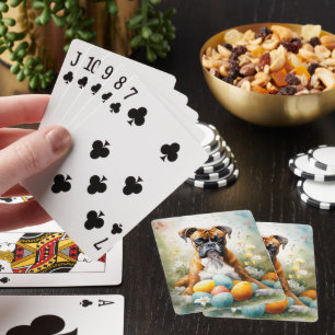 Boxerhund mit Ostereiern Feiertag Spielkarten