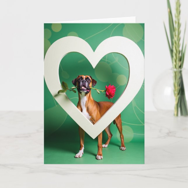 Boxerhund mit Rosenkarte Karte (Vorderseite)