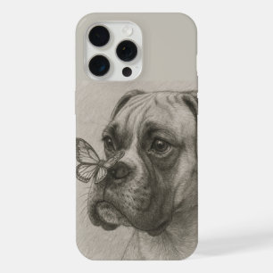 Boxerhund mit sanfter Begegnung mit Schmetterling iPhone 15 Pro Max Hülle