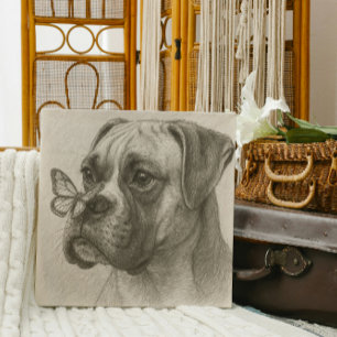 Boxerhund mit Schmetterling sanfte Begegnung Leinwanddruck