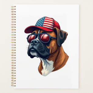 Boxerhund mit Weiß Rot Blau Planer