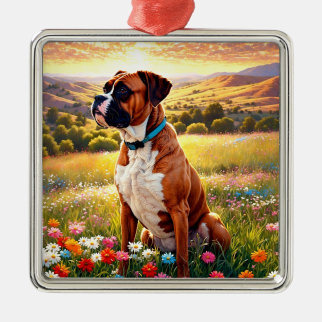 Boxerhund Ornament Aus Metall (Vorne)