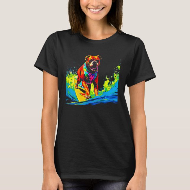 Boxerhund Pop Surf T-Shirt (Vorderseite)