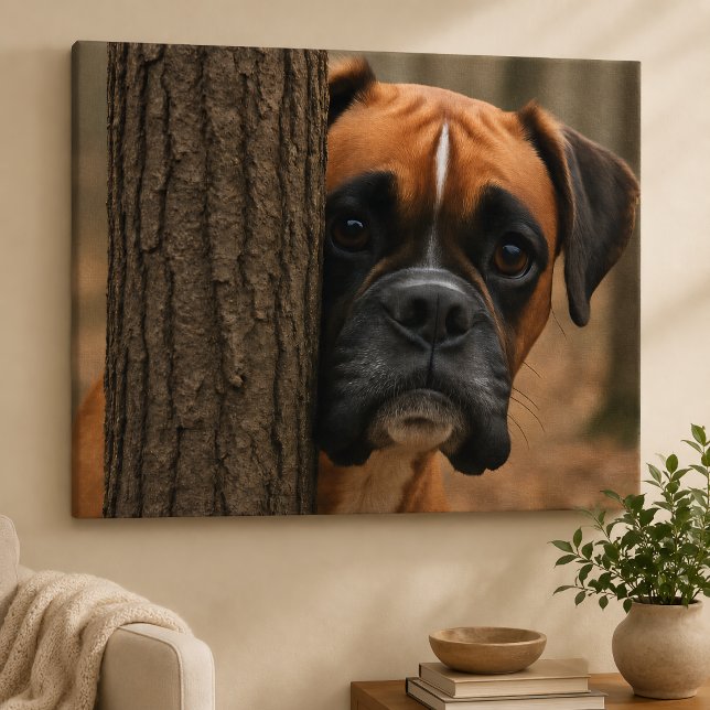Boxerhund schaut herein leinwanddruck (Von Creator hochgeladen)