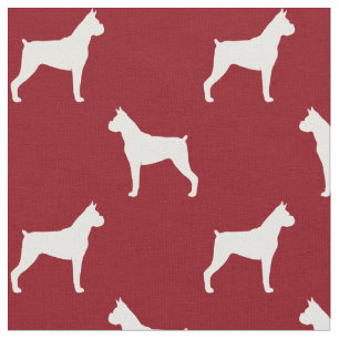 Boxerhund-Silhouetten Rot-Weiß gemustert Stoff