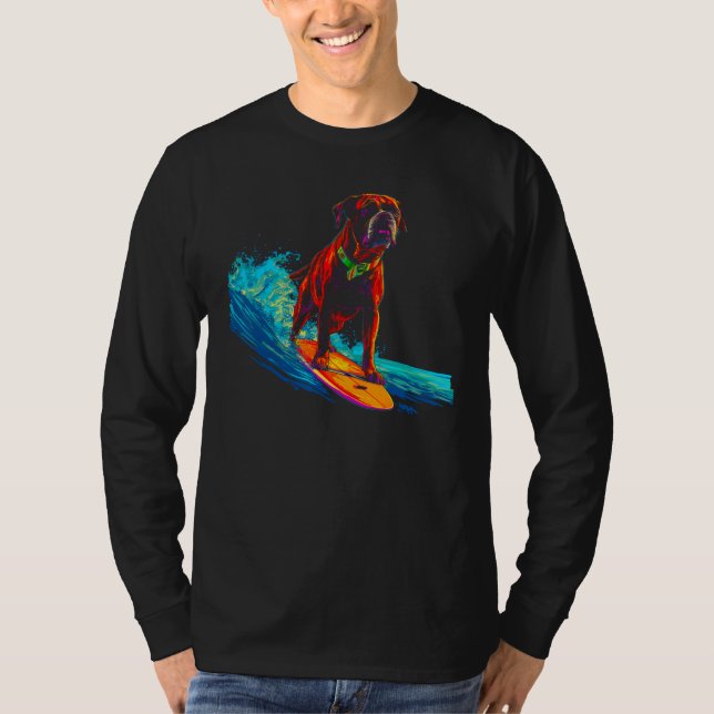 Boxerhund surft T-Shirt (Vorderseite)